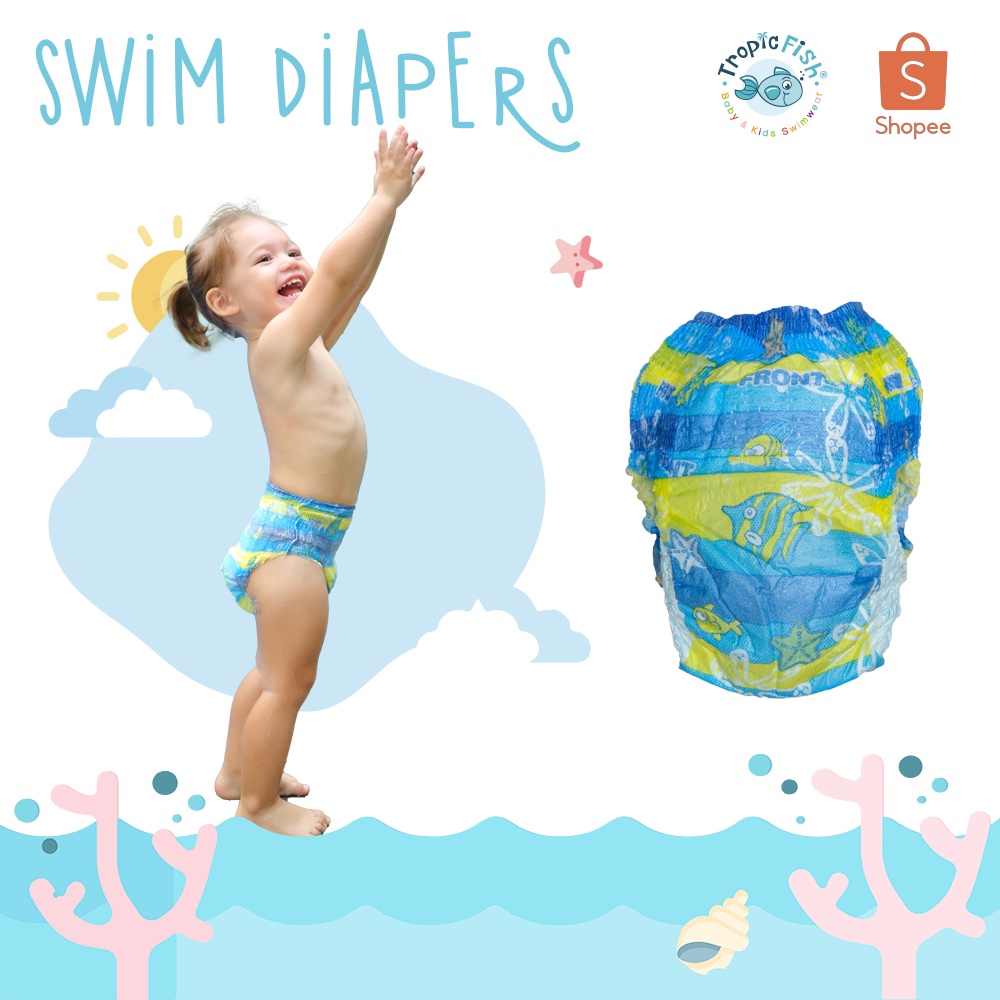 TropicFish Baby Swimdiaper Size S, M, L (3/6/10 pcs)/ Tã Quần Bơi Cho Bé TropicFish size S, M, L (Loại 3/6/10 miếng)