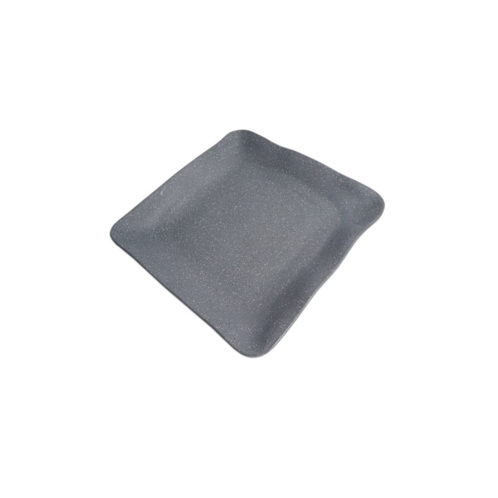 Dĩa vuông size trung (19.7cm) nhựa Melamine Nhám Nâu/Xám (DV118N)