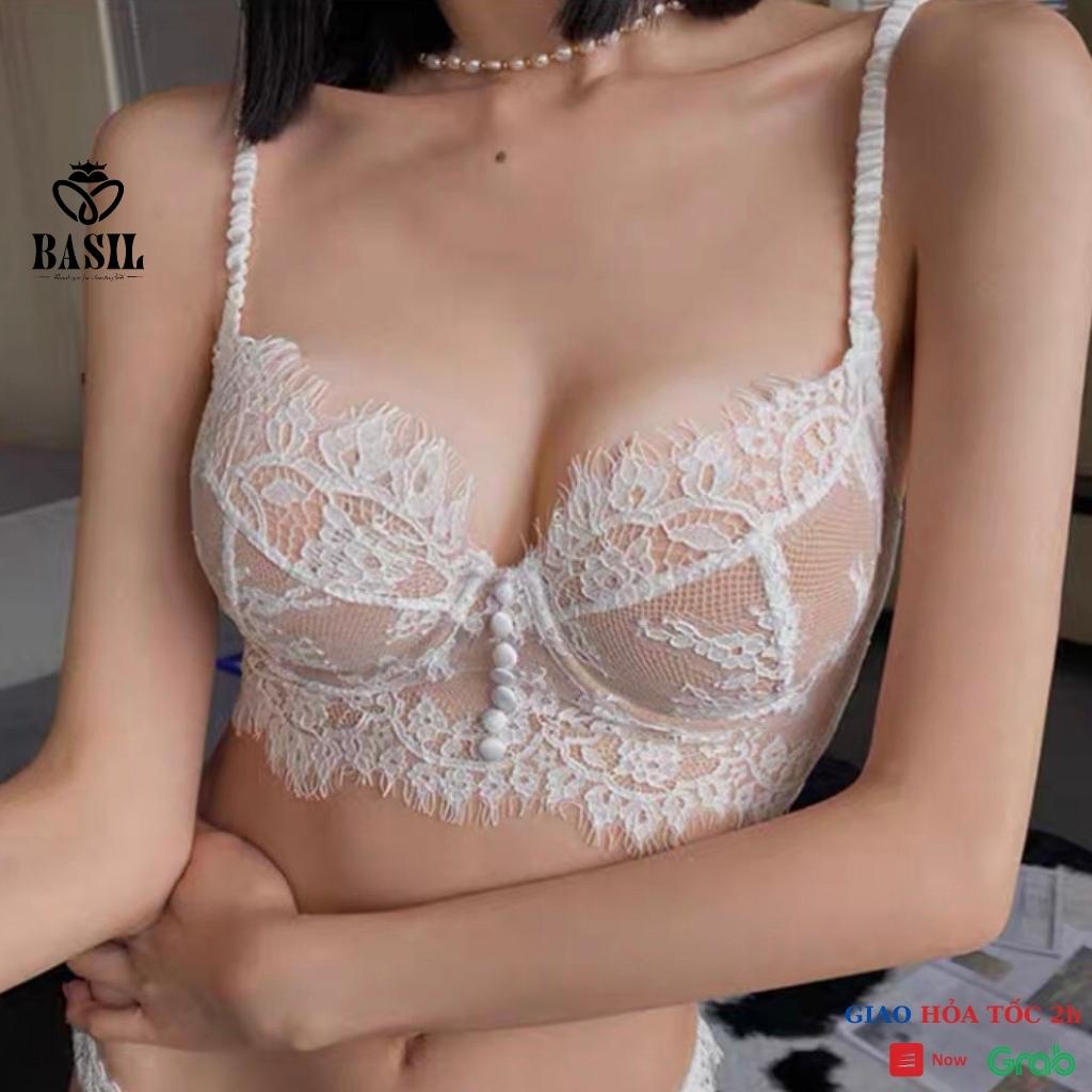 Áo lót conrset SS06 Basil nữ ren mỏng có gọng mềm nhẹ