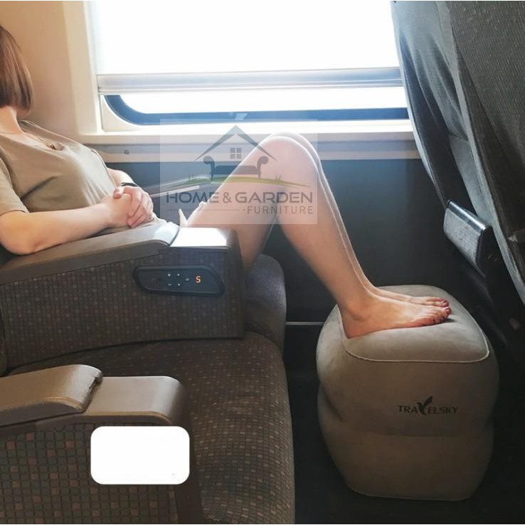 Gác chân trên máy bay, ô tô bằng hơi 2 tầng/3 tầng TravelSky - tặng túi bơm hơi