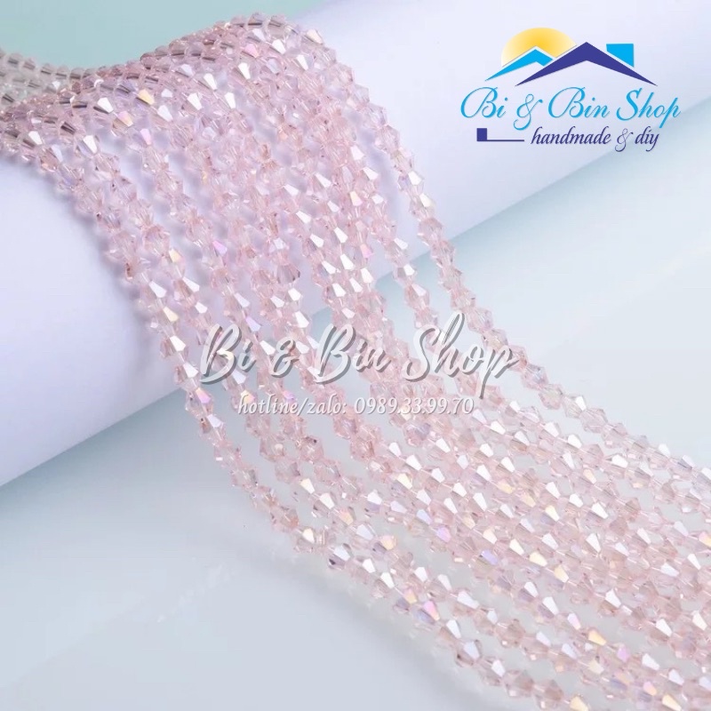 [3] 100 Viên Pha Lê Nón 4mm Màu Ánh Cừ Đính Kết Trang Phục, Làm Trang Sức Handmade