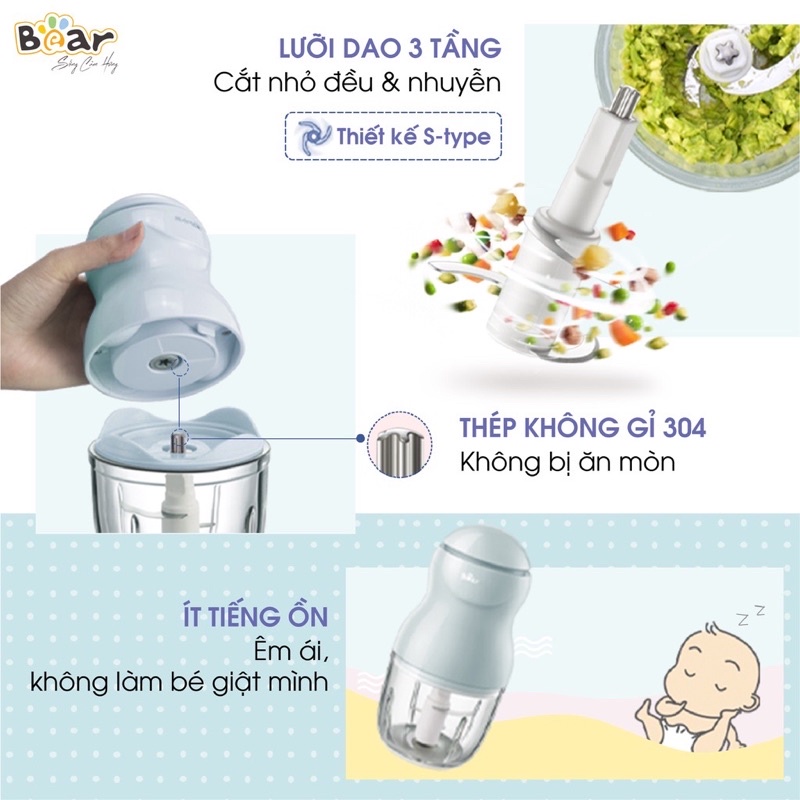 Máy Xay Thực Phẩm 0.3L Bear GRB03V2 - Bảo Hành Chính Hãng 18 tháng