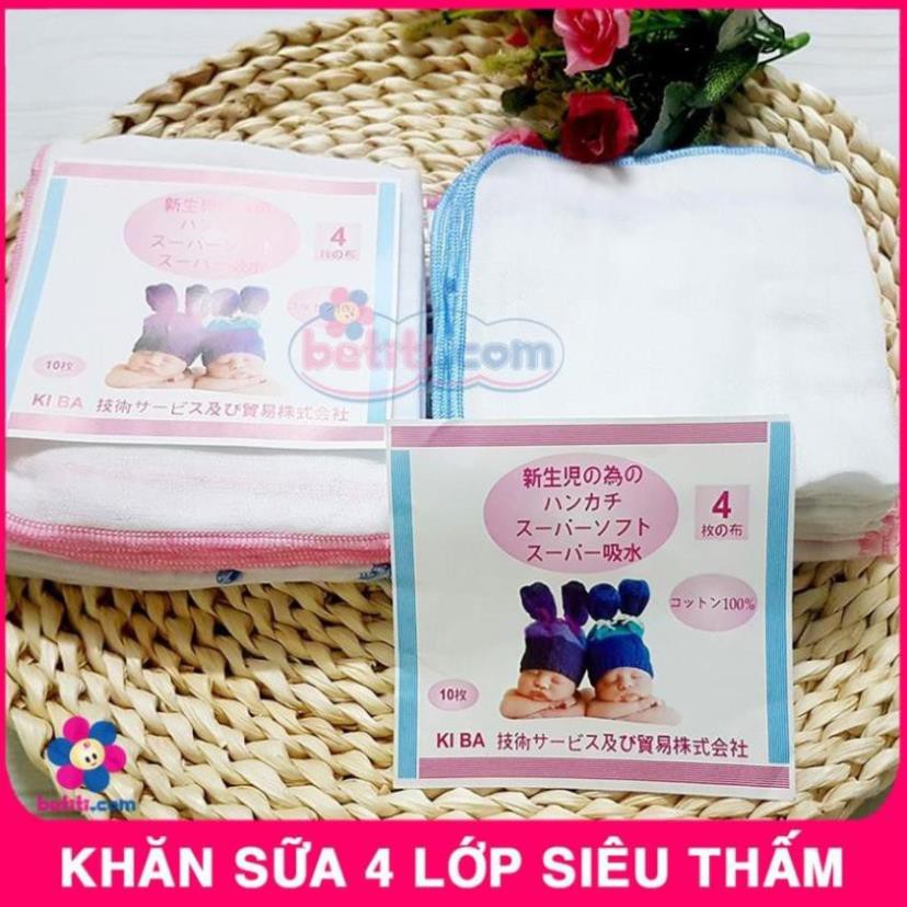 10 Chiếc Khăn Sữa Trắng Xuất Nhật Siêu Thấm Loại 2 - 3 - 4 lớp cho bé yêu