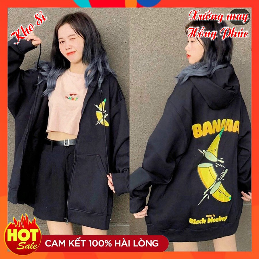 (Kho Sỉ) ÁO HOODIE - ÁO KHOÁC NỈ NGOẠI Banana (HD1980 - Kèm Ảnh Thật)