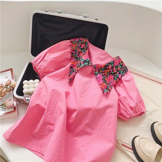 Váy xuông cổ chéo bé gái