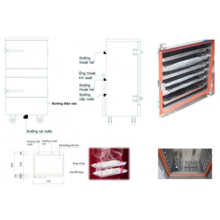 Tủ nấu cơm 12 khay dùng điện