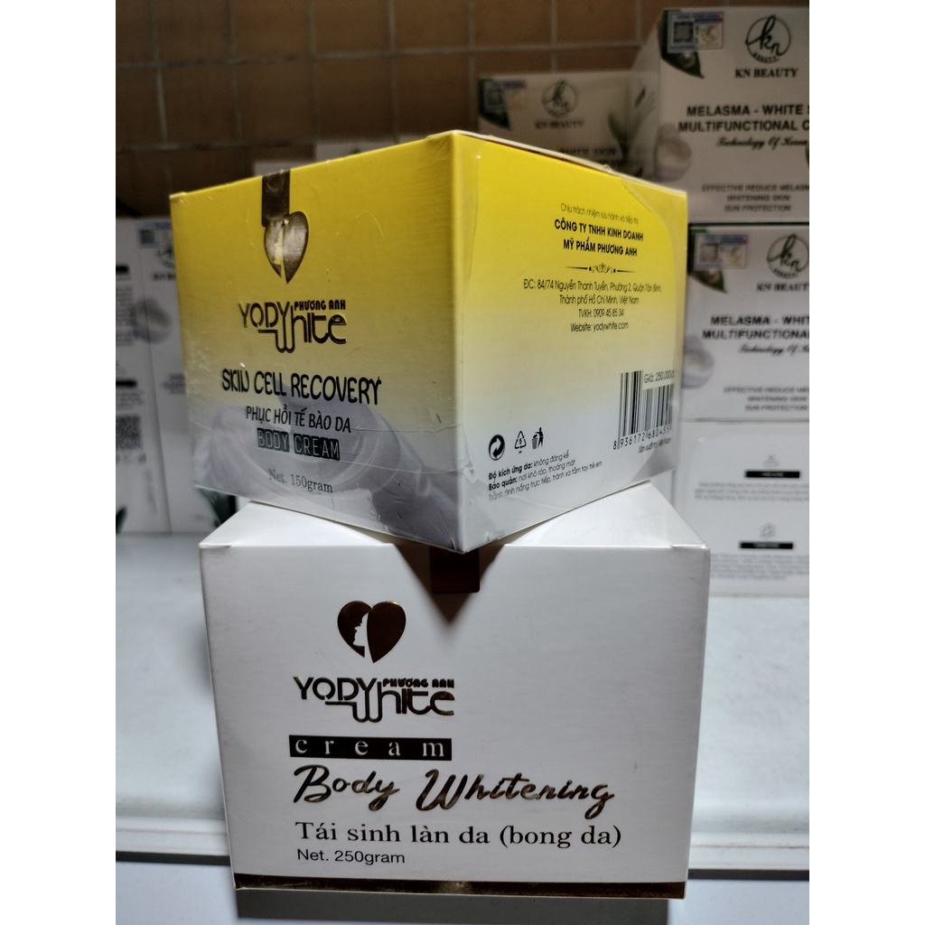 Bộ kem Body bong da và Body Phục hồi YODY WHITE Phương Anh 150gr - Kem body dưỡng thể cải thiện tông da