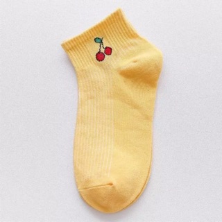 Vớ Tất Cổ Ngắn Hình Cherry (Màu Vàng)
