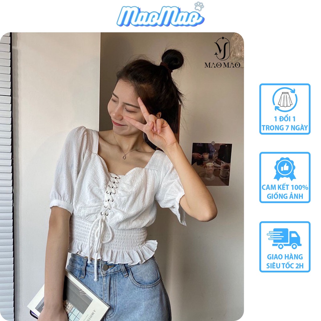 Áo Ulzzang rút ngực tay phồng cao cấp, Áo bẹt vai Ulzzang dây rút ngực thời trang Hàn Quốc C50 - MaoMao