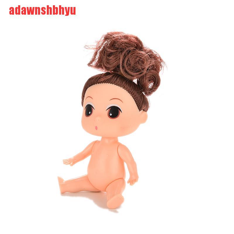 [adawnshbhyu]9cm Doll for Mini Ddung Dolls with Brown Bun Hair Baking Mold Dolls Girl Toys