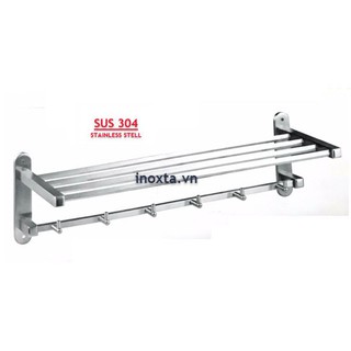 Kệ máng khăn tầng móc I - giá treo khăn inox 304 MKT15
