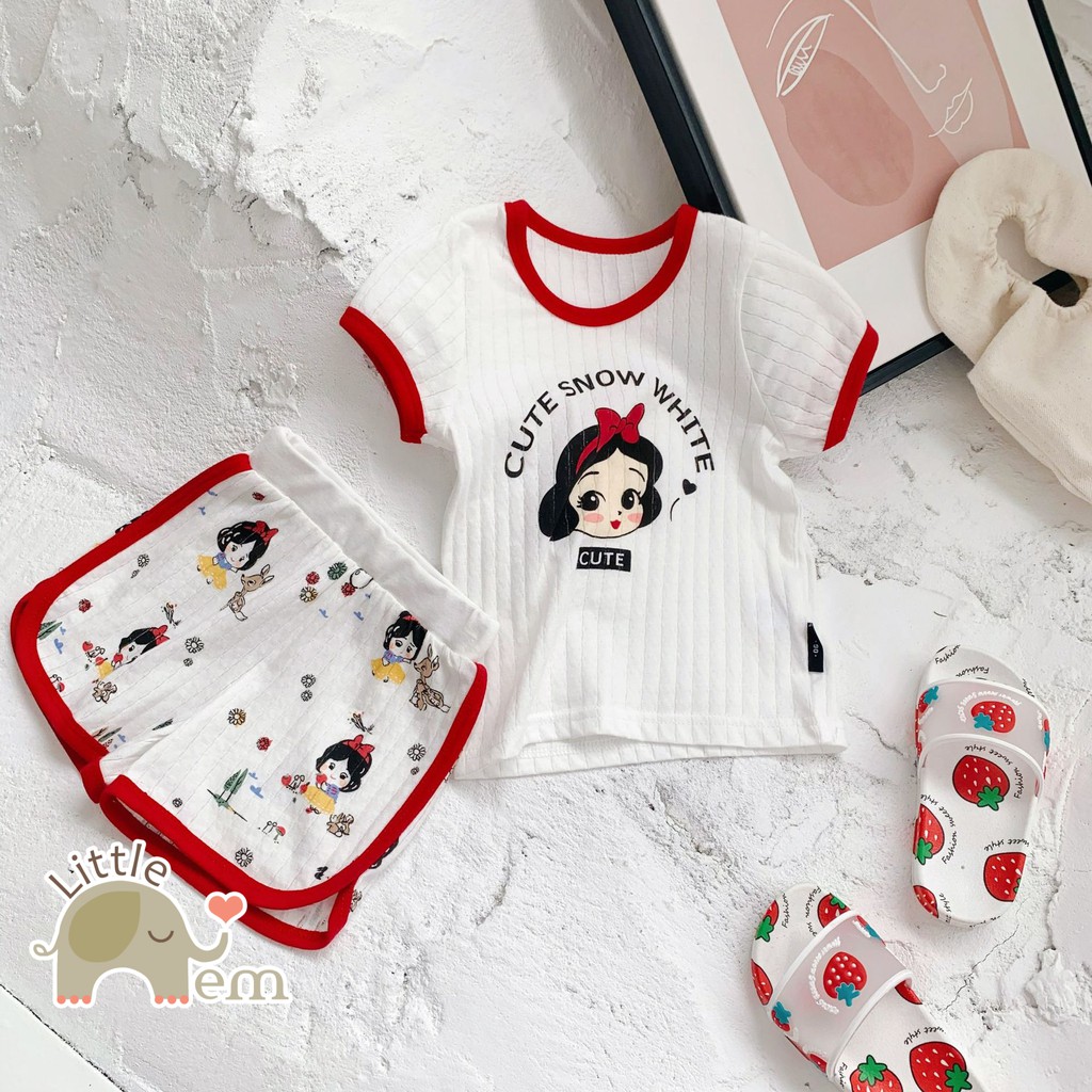 Bộ đồ bé gái Cotton xuất Nhật cộc tay _ Snow White