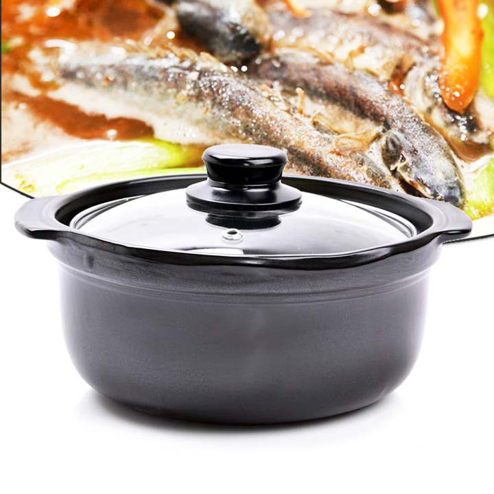 Nồi đất loại lớn 3L nắp thủy tinh, nồi sứ hầm thịt , nấu lẫu, nấu cháo, kho thịt cá chịu nhiệt tốt, hàng loại 1
