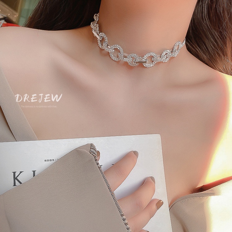 DREJEW Vòng Cổ Đính Đá Lấp Lánh Phong Cách Thời Trang Nhật Hàn
