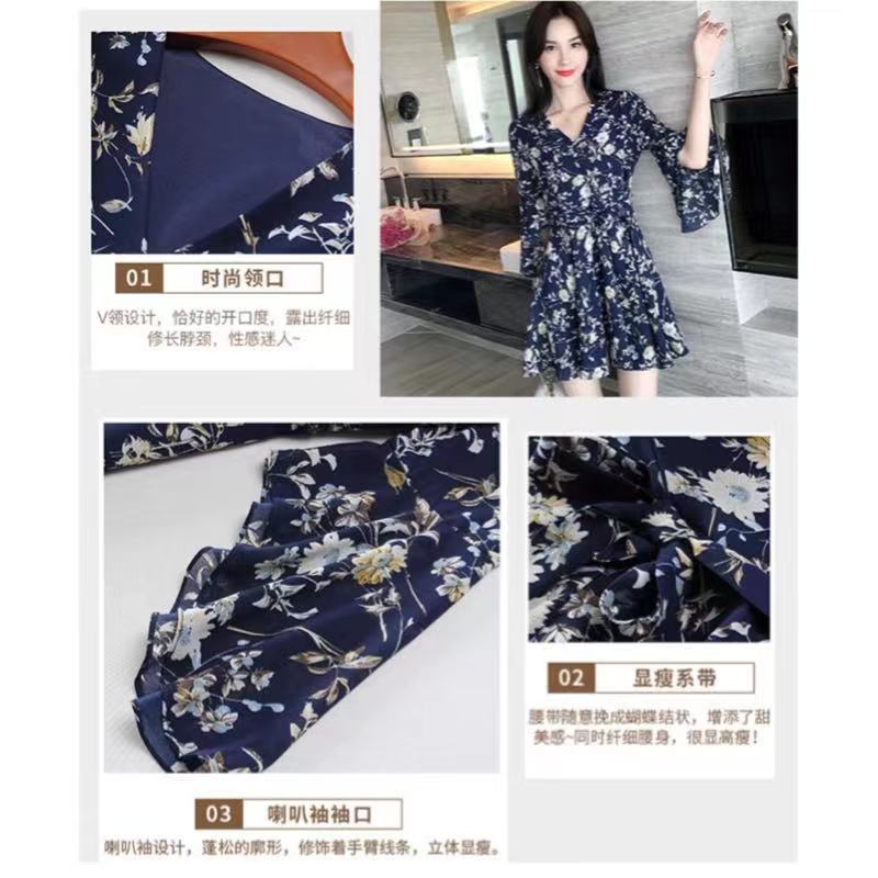 Đầm dáng rộng in hoa kiểu Hàn Quốc thời trang mùa hè cho nữ