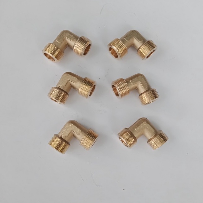 Kép nối góc ren ngoài máy nén khí-đồng thau