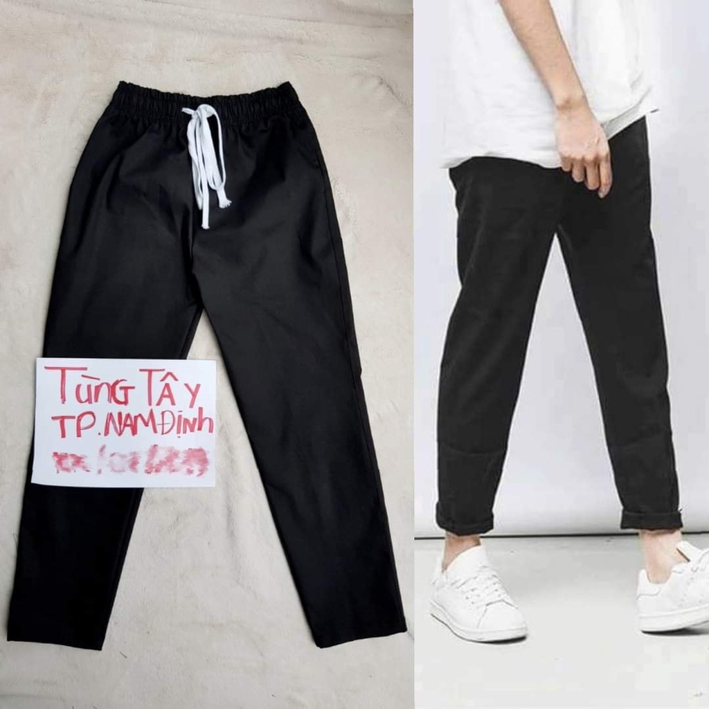 Quần Baggy Pant Kaki Đen &amp; Kem Kiểu Dáng Unisex Nam Nữ Giá Rẻ Chất Liệu Kaki Co Giãn Đẹp
