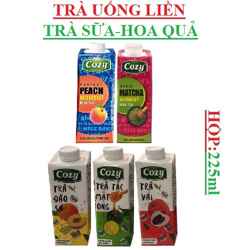 LẺ 1 Hộp Trà Cozy 225ml vị Tắc, Đào, Vải