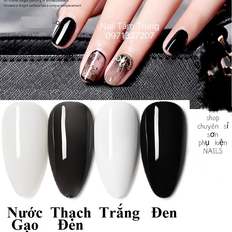 SƠN MÓNG TAY MÀU ĐEN,TRẮNG SỮA,TRẮNG GẠO,THẠCH BÓNG KÍNH,XANH CỔ VỊT NAIL