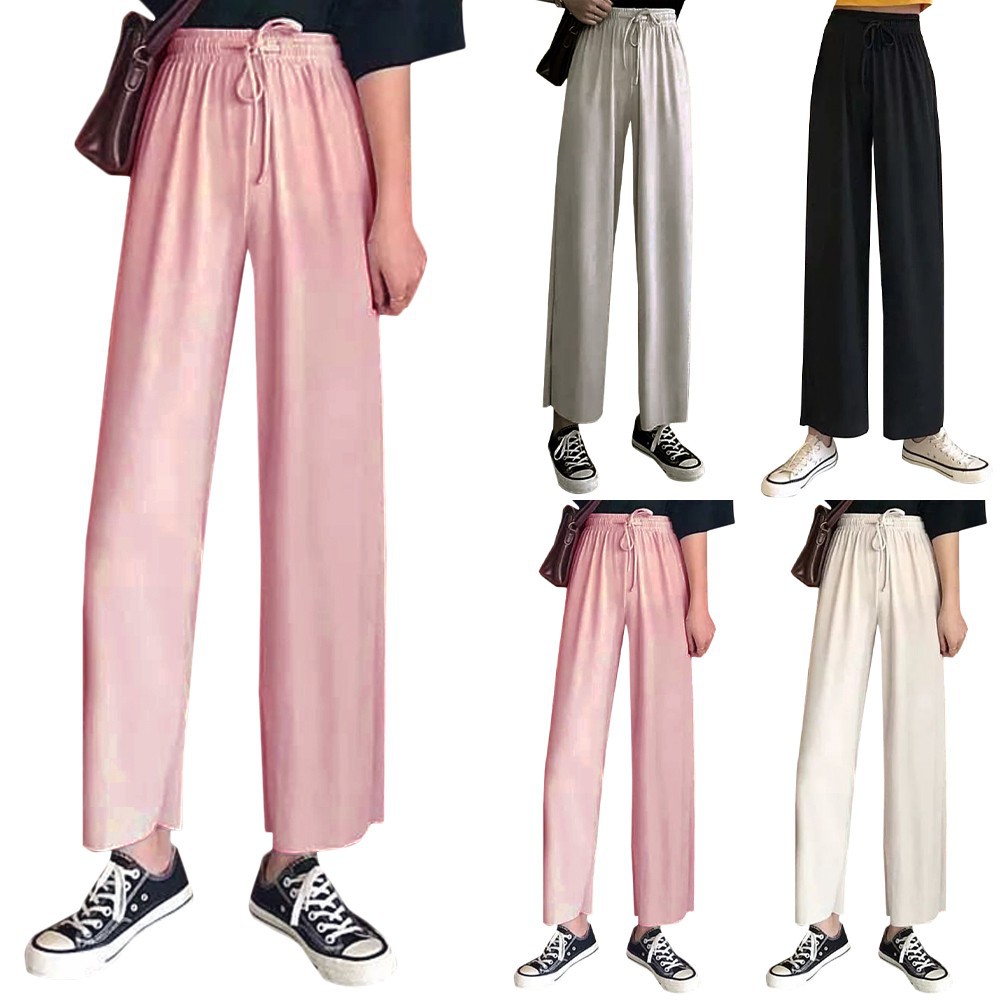 Quần Ống Rộng Lưng Cao Kiểu Hàn Quốc