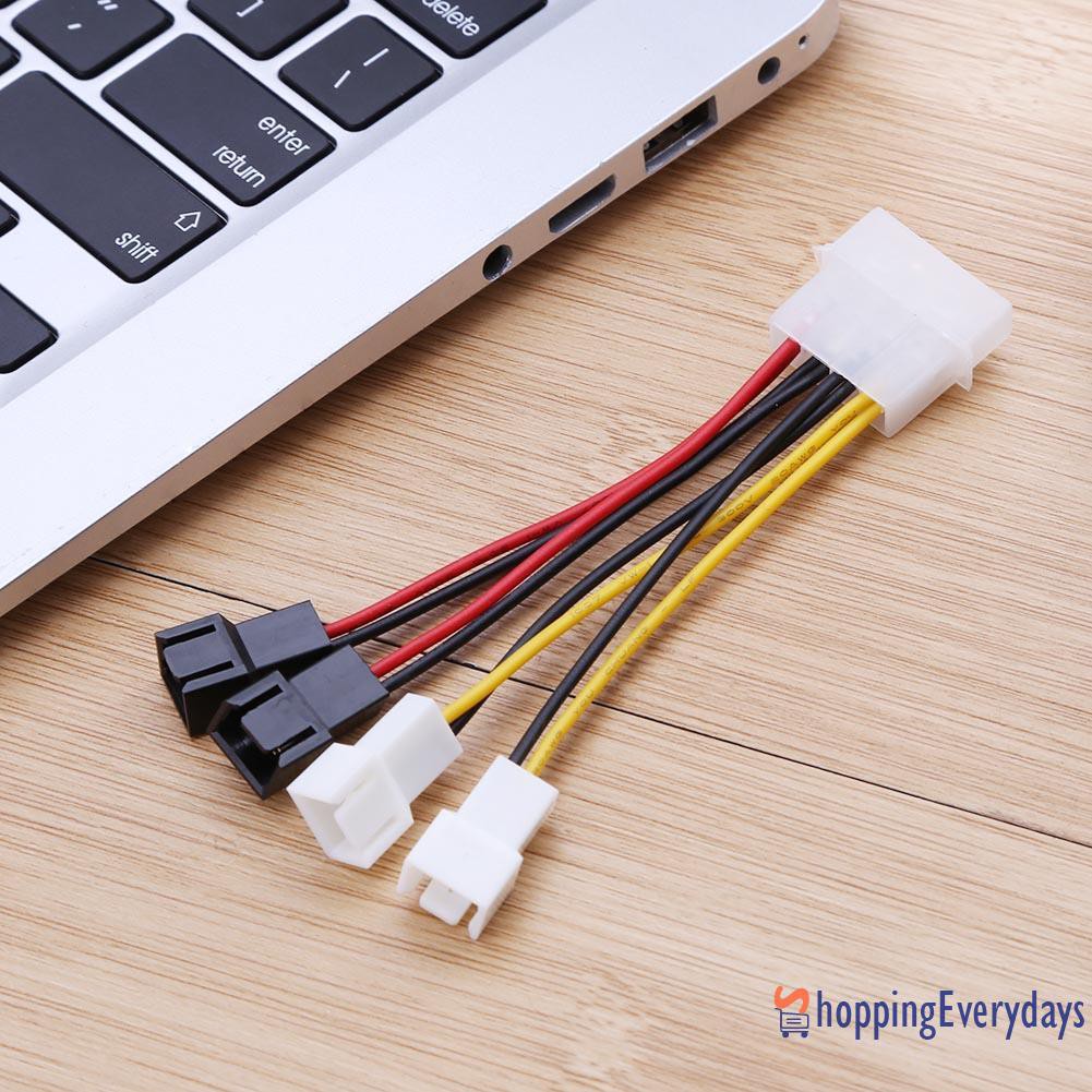 1 Dây Cáp Nguồn Quạt 4-pin Molex Sang 3-pin 12vx2 / 5vx2