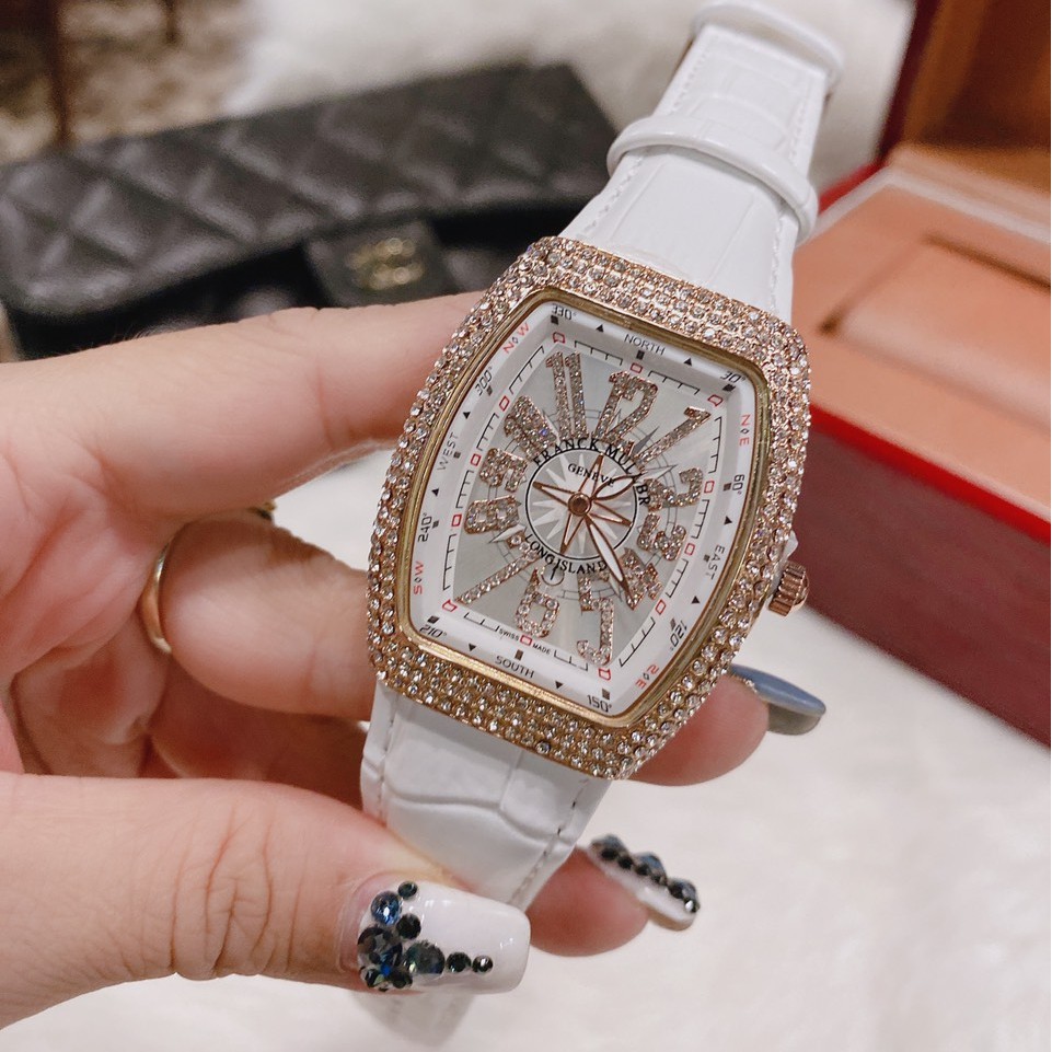 Đồng hồ Nữ Franck muller dây da, phiên bản sắc màu, hàng full box, thẻ bào hành 12 tháng - Dongho.franck.muller