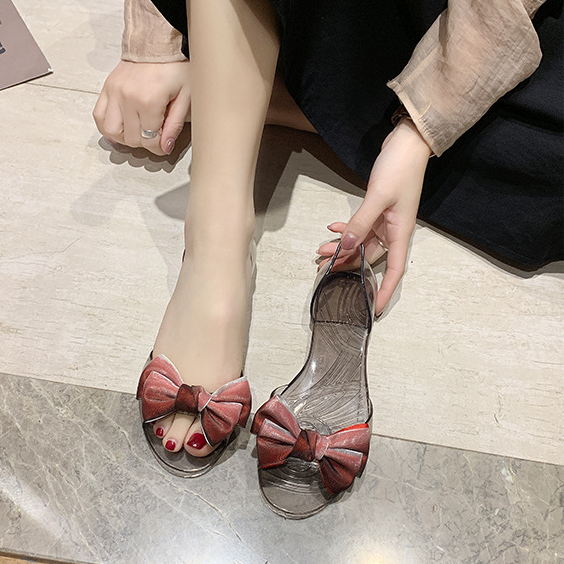 Dép Nhựa Dẻo Đính Nơ Xinh Xắn Cho Nữ