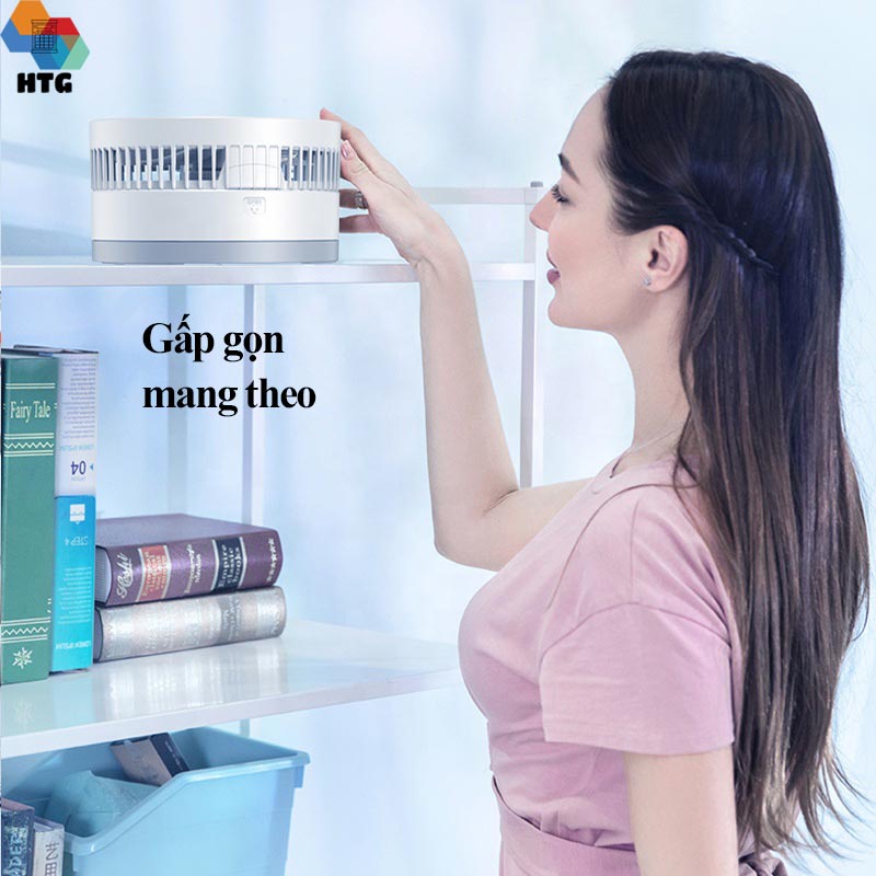 Quạt Điện Cyke P10 Sạc Điện Không Dây Để Bàn, Để Quạt Đứng Sàn, Gấp Gọn Mini, Có Điều Khiển Từ Xa, Tự Động Quay, Có Đèn