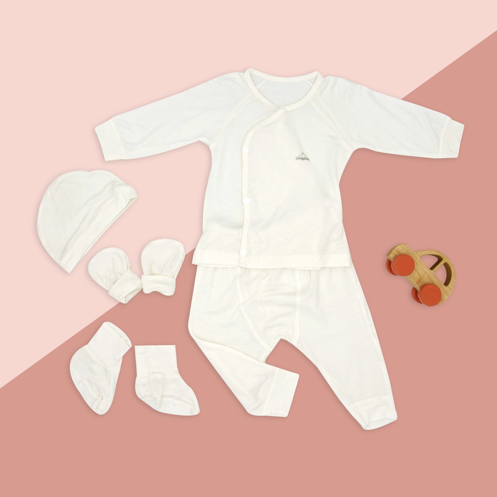 Set quần áo cài chéo 5 món vải modal làm từ sợi cây sồi siêu mềm và thoáng khí size sơ sinh Newborn  Comfybaby