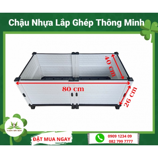 Chậu nhựa ghép thông minh 40x80x26cm (Green City)