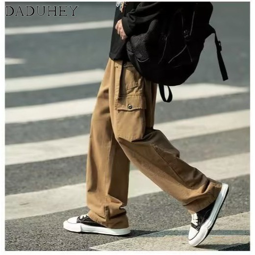 DaDuHey Japanese-Style Retro Loose Multi-Pocket Profile Overalls Men's All-Match Solid Color Casual Pants New Autumn Pants