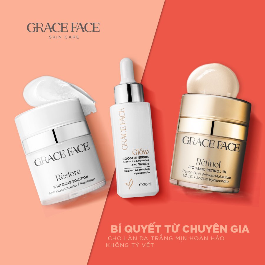 Combo serum siêu HA Glow Booster Serum và kem dưỡng Biogenic Retinol 1% Grace Face 30ml