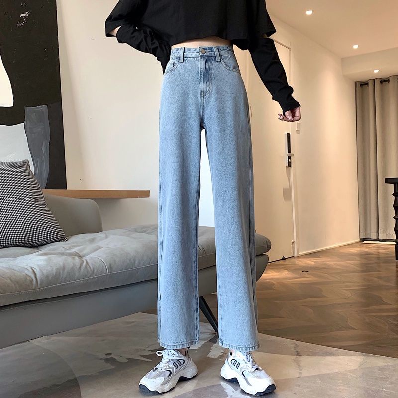 Quần jean Pure Cubecạp cao dáng ôm xẻ tà cá tính phong cách Harajuku độc đáo