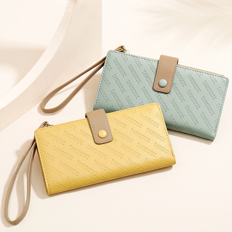 Ví dài cầm tay PIERRE LOUES có khóa kéo nhiều ngăn đựng thẻ tiện dụng thời trang cho nữ