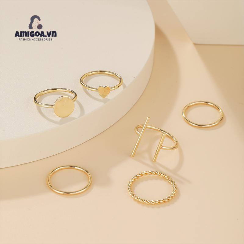 ✨✨Set 6 Nhẫn Đeo Khớp Ngón Tay Hợp Kim Phong Cách Vintage Sáng Tạo
