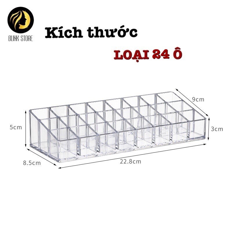 KỆ SON 9/12/24 Ô - Kệ ( khay ) để son môi trong suốt trang trí góc trang điểm, tiết kiệm diện tích và dễ dàng chọn màu s