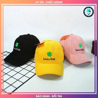 Nón Lưỡi Trai Nhung Đen Hồng Vàng Cỏ 4 Lá LUCKY TREE Thoáng mát