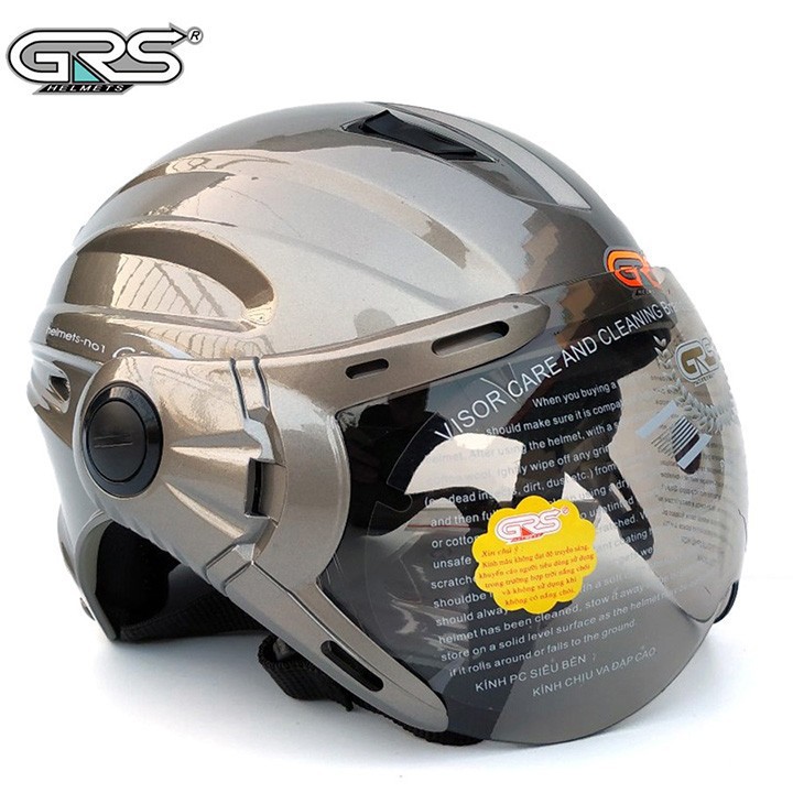 Mũ bảo hiểm nửa đầu cho nam và nữ, mũ bảo hiểm 1/2 có kính hàng chính hãng GRS A737k, mũ bảo hiểm đẹp