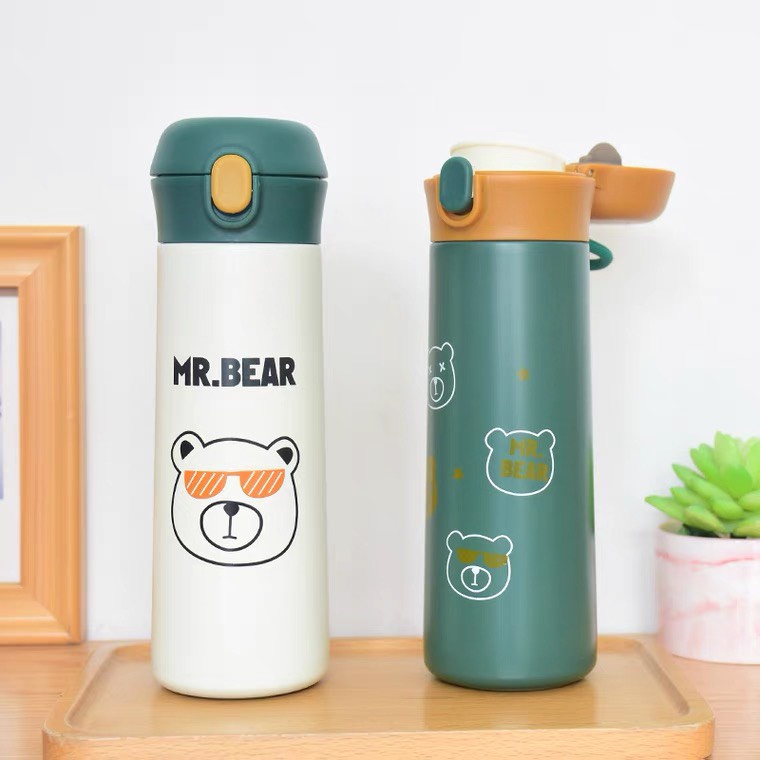 Bình giữ nhiệt gấu Bear dễ thương nhiều màu, giữ nóng và lạnh lên đến 8h,chất liệu inox SUS 304  an toàn thực phẩm