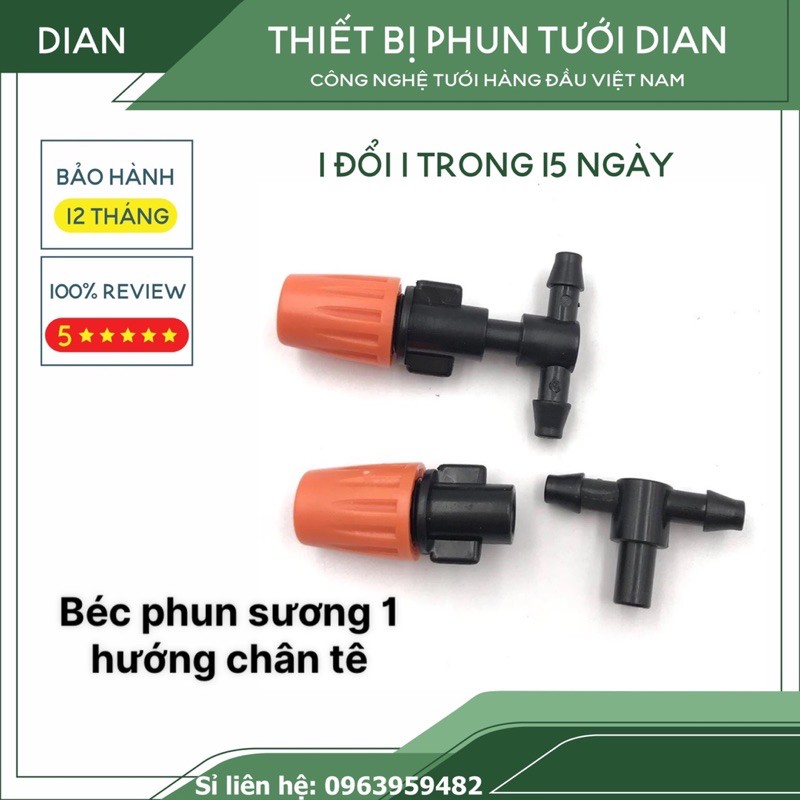 Béc phun sương hạt mịn 1 hướng chân tê nối ống 6mm