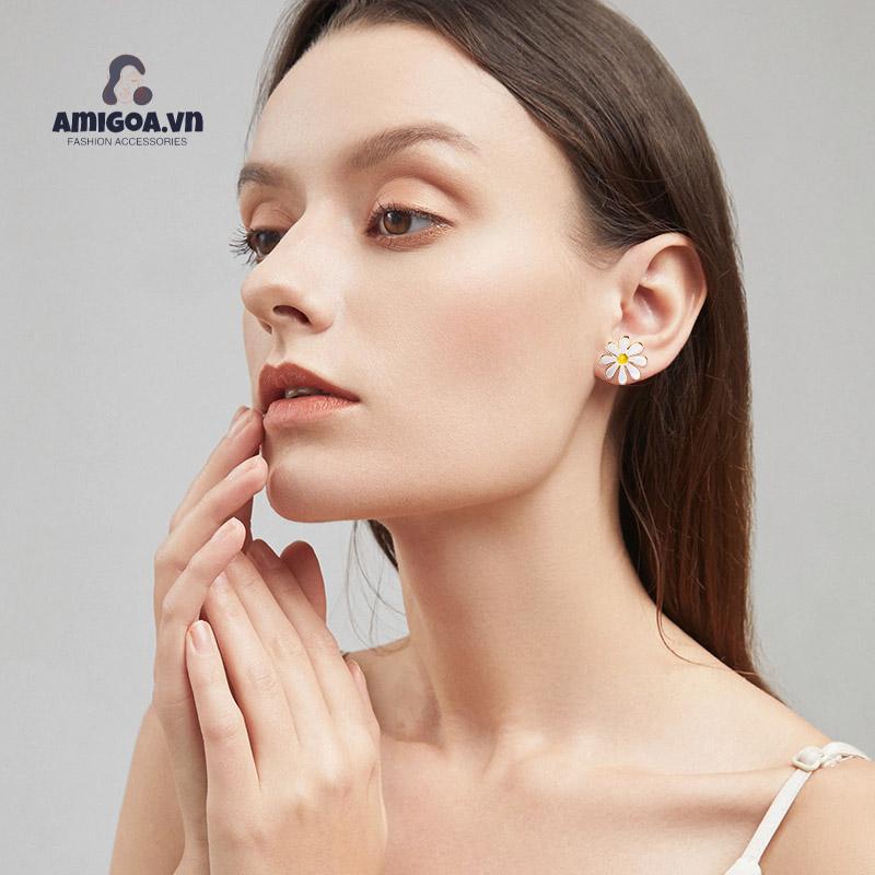 ✨✨Bông Tai Mạ Bạc 925 Hình Hoa Cúc Ngọt Ngào Thời Trang