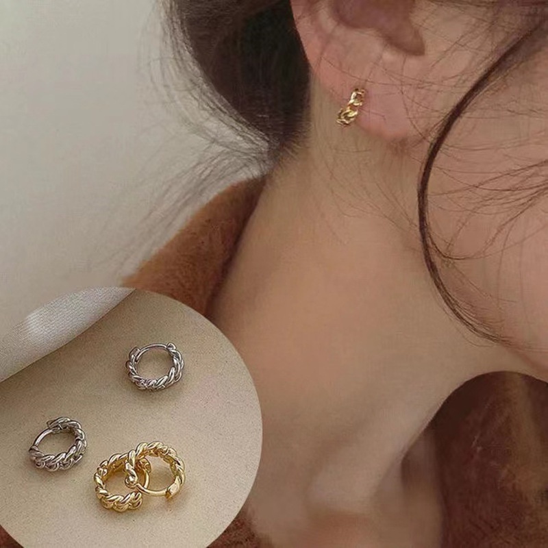 Khuyên tai dạng vòng xoắn đơn giản phong cách retro Hàn Quốc thời trang thanh lịch cho nữ
