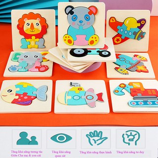 Bộ tranh ghép hình gỗ nổi 3D cho bé từ 1-5 tuổi