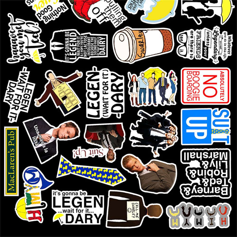 Set 50 sticker phim How I Met Your Mother chống thấm nước trang trí đàn ghita/laptop/điện thoại/ván trượt DIY HIMYM