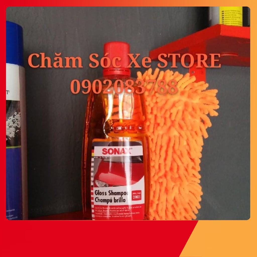 COMBO Nước rửa xe đậm đặc SONAX 314300 - 1000ml - Bọt biển xúc tua