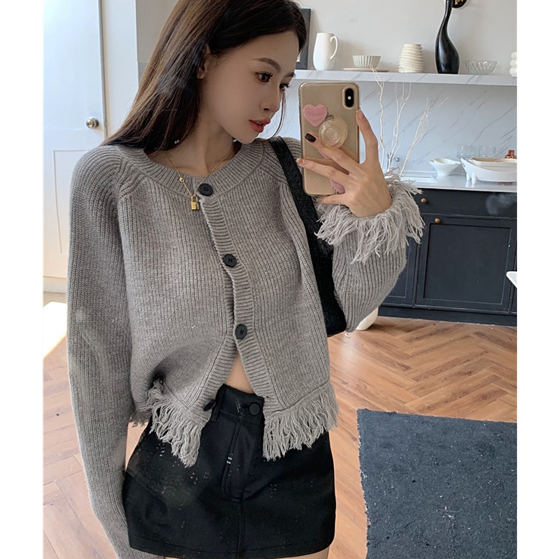 Áo Khoác Len Cardigan Tay Dài Dáng Rộng Thời Trang Thu Đông Cho Nữ