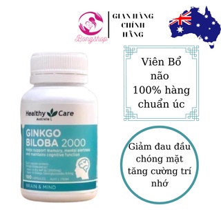 [HÀNG CHÍNH HÃNG] Bổ não Ginkgo Biloba 2000 Healthy Care, viên uống bổ não, tuần hoàn máu não, 100 viên, Mẫu mới