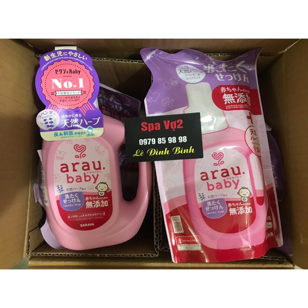 Combo nước giặt thảo mộc arau baby chai 800ml ( MUA CHAI TẶNG TÚI 720ml )