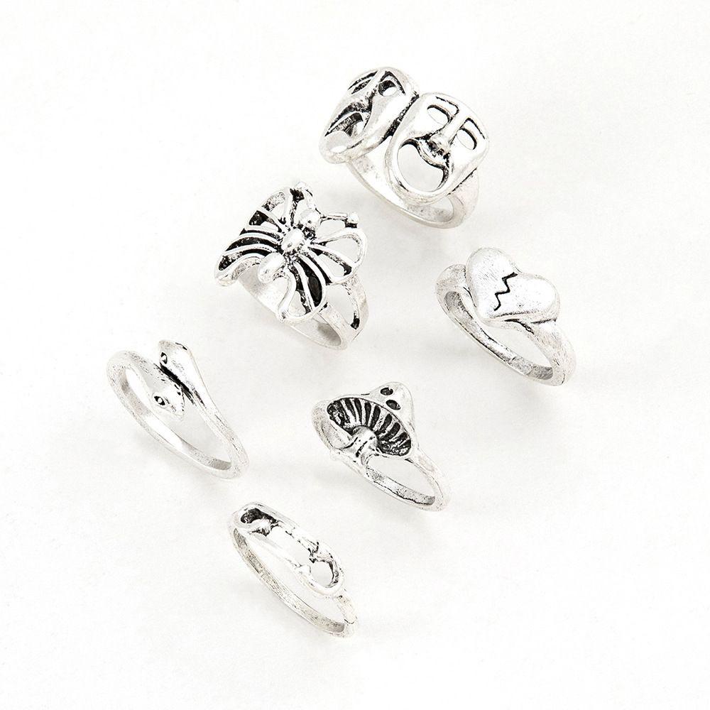 Set 6 Nhẫn Đeo Khớp Ngón Tay Kim Loại Thời Trang Nữ