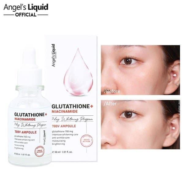 Huyết thanh truyền trắng làm mờ thâm nám Angel's Liquid Glutathione Plus Niacinamide 700 V-ampoule 30ml